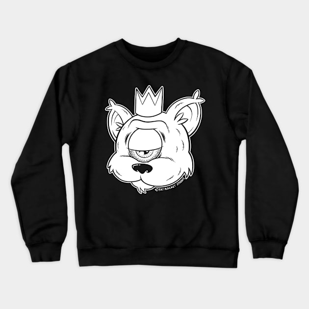 Cyclops Kitty White Crewneck Sweatshirt by FatRocketStudios